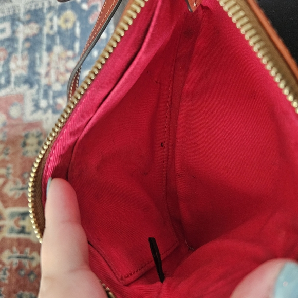 Dooney & Bourke Light Blue and Brown Leather Wristlet - Picture 2 of 3